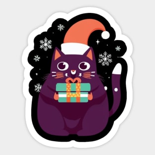 christmas black cat Sticker